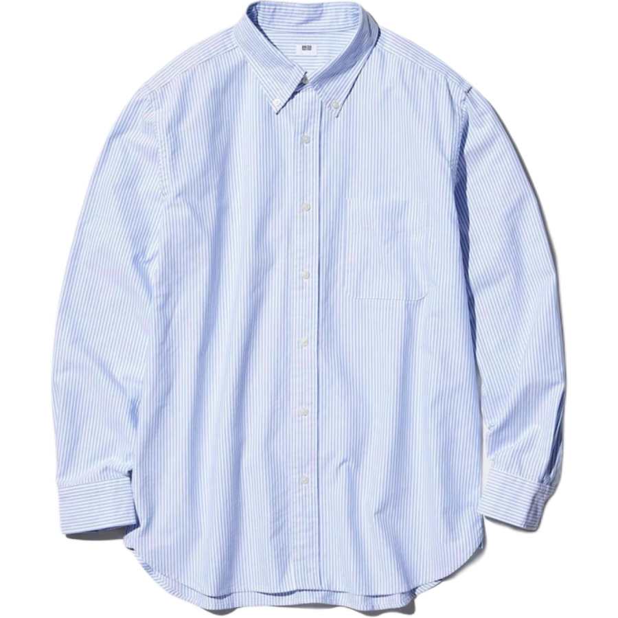 UNIQLO Shirts Unisex Royal Blue Lapel Moderate