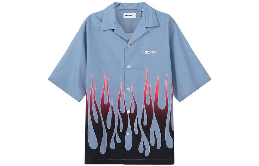 KENZO Shirts Men's Dark Blue Lapel Moderate Other