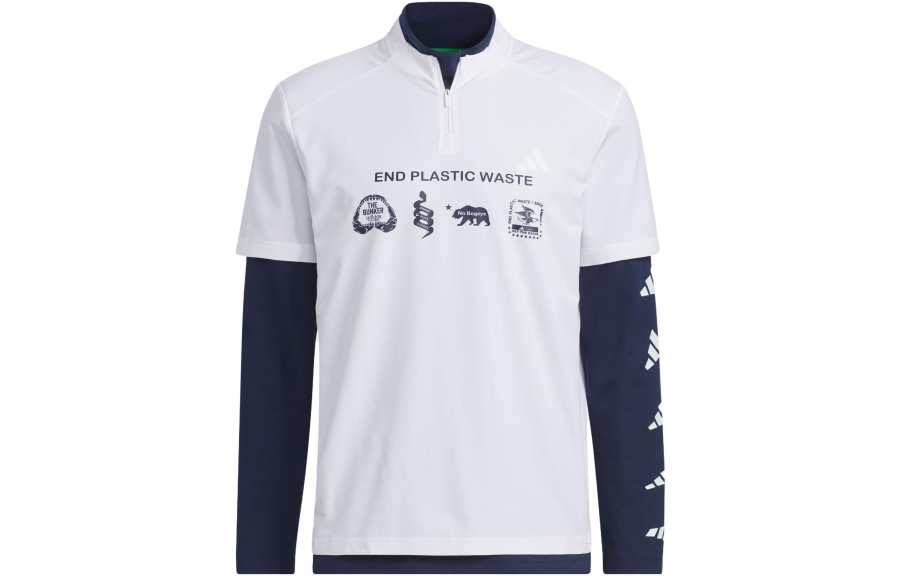 Adidas Adidas AEROREADY Polo Shirts Men's Blue With White Lettering Polo Collar Thickened Straight Fit