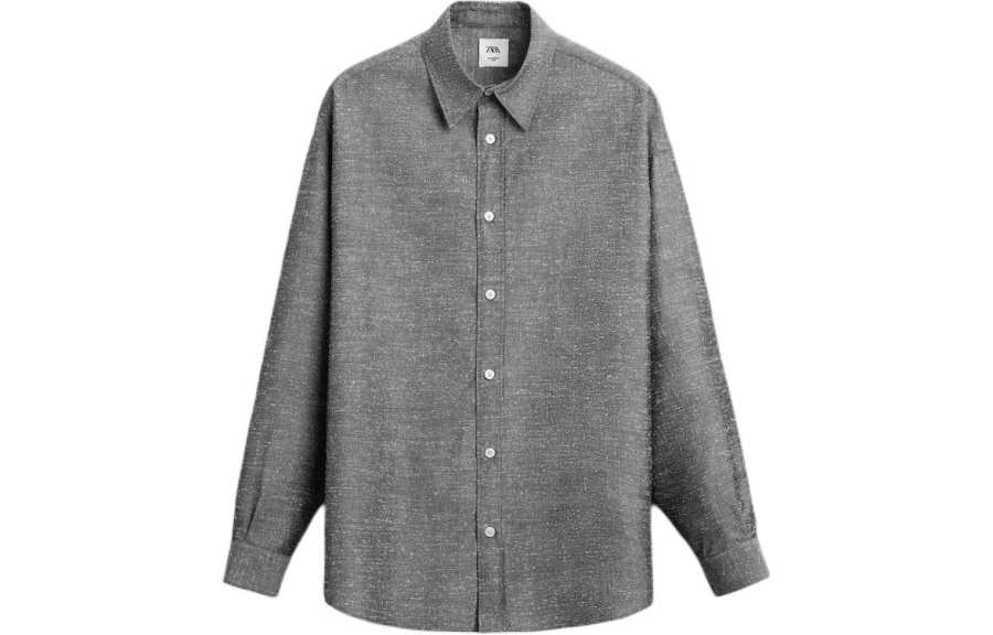 ZARA Shirts Men's Gray Pointed Collar Moderate Other