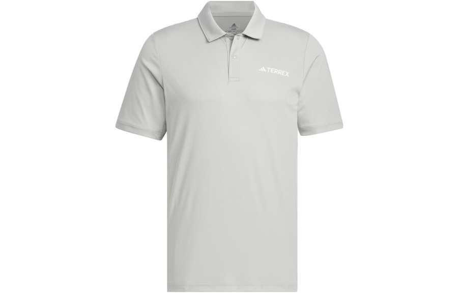 Adidas Adidas Polo Shirts Men's Metallic Gray Polo Collar Moderate Straight Fit