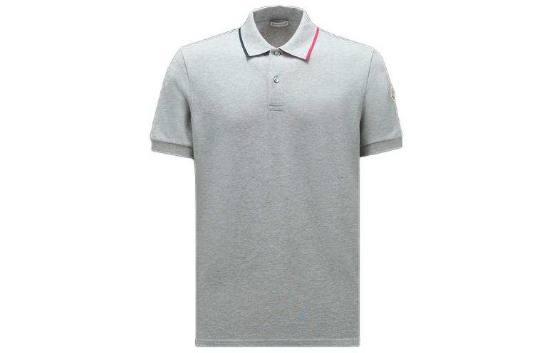 Moncler Polo Shirts Men's Gray Polo Collar Moderate Straight Fit