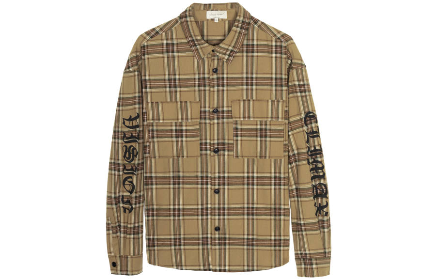 CLIMAX VISION Shirts Unisex Khaki Plaid Pointed Collar Moderate Other