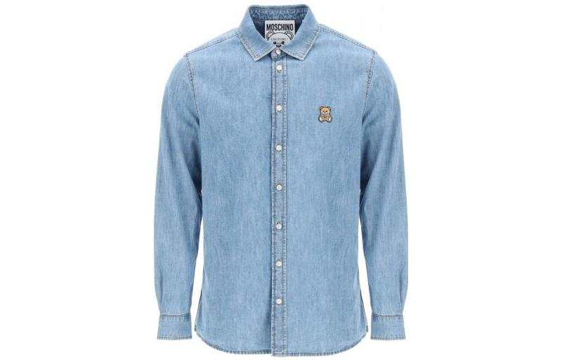 MOSCHINO Shirts Men's Blue Pointed Collar Moderate Other
