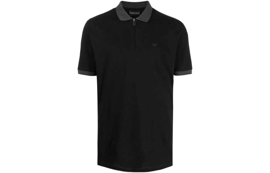 EMPORIO ARMANI Polo Shirts Men's Black Polo Collar Moderate Straight Fit