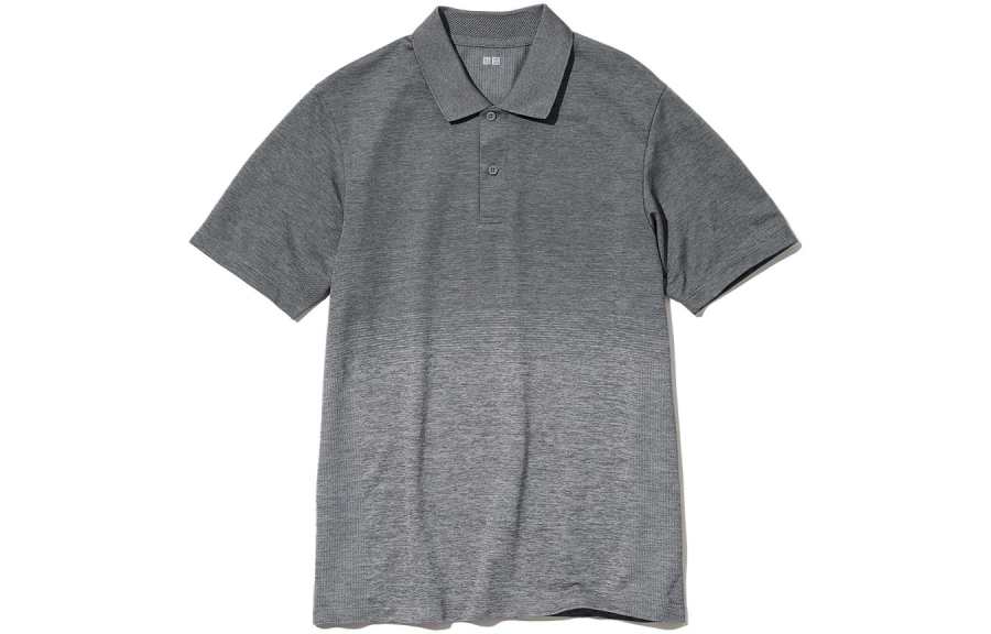 UNIQLO Polo Shirts Men's Gradient Gray Polo Collar Thin Straight Fit