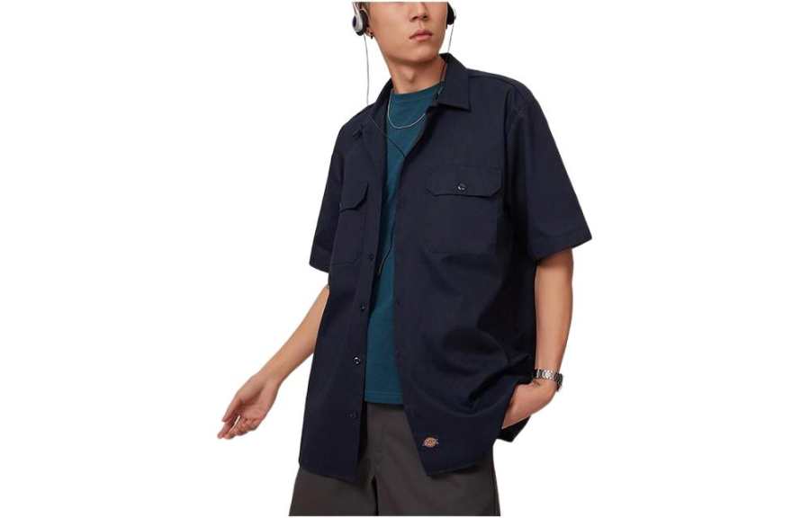 Dickies Dickies Shirts Men's Black Lapel Moderate Workwear