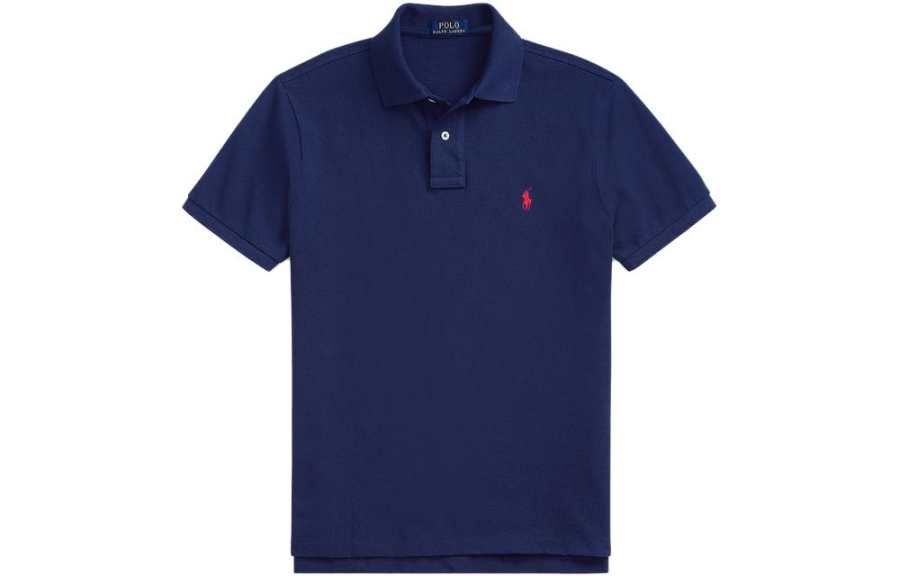 Polo Ralph Lauren SS21 Polo Shirt Custom Slim Fit Men's Dark Blue & Red