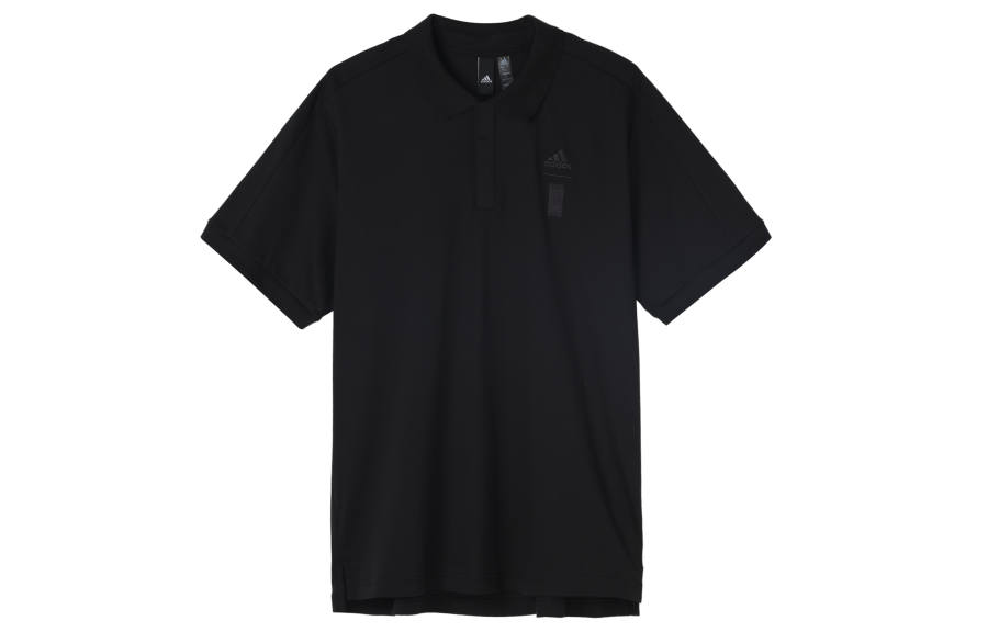 Adidas Adidas Polo Shirts Men's Black Polo Collar Moderate Straight Fit