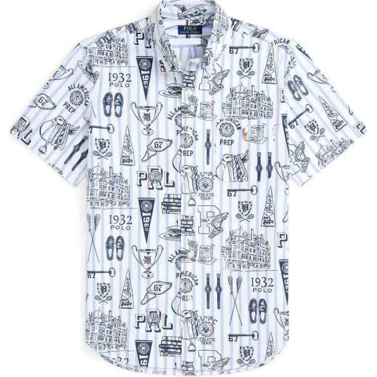 Polo Ralph Lauren Shirt Classic Version Men's White & Blue