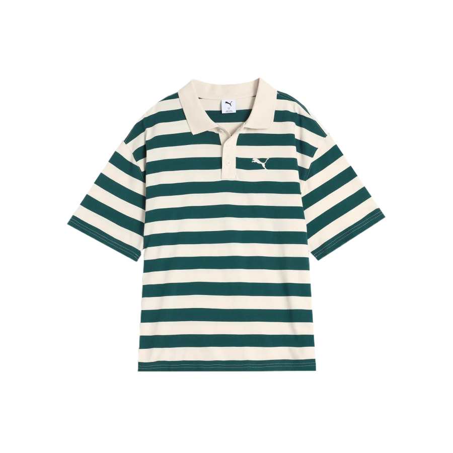 PUMA Striped SS25 WARDROBE ESS Polo Shirt Unisex Green