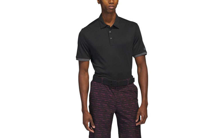 Adidas Adidas Polo Shirts Men's Black Polo Collar Moderate Straight Fit