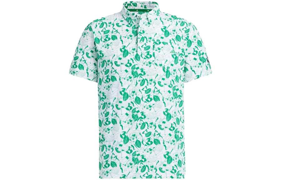 Adidas Adidas Polo Shirts Men's Green Polo Collar Moderate Straight Fit