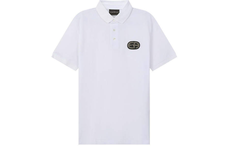 EMPORIO ARMANI EA Polo Shirts Men's White Polo Collar Moderate Straight Fit