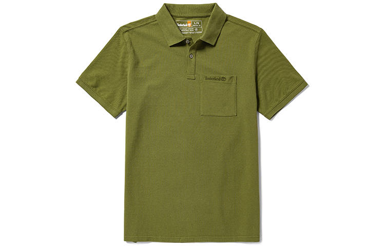 Timberland Polo Shirts Men's Avocado Green Polo Collar Moderate Straight Fit