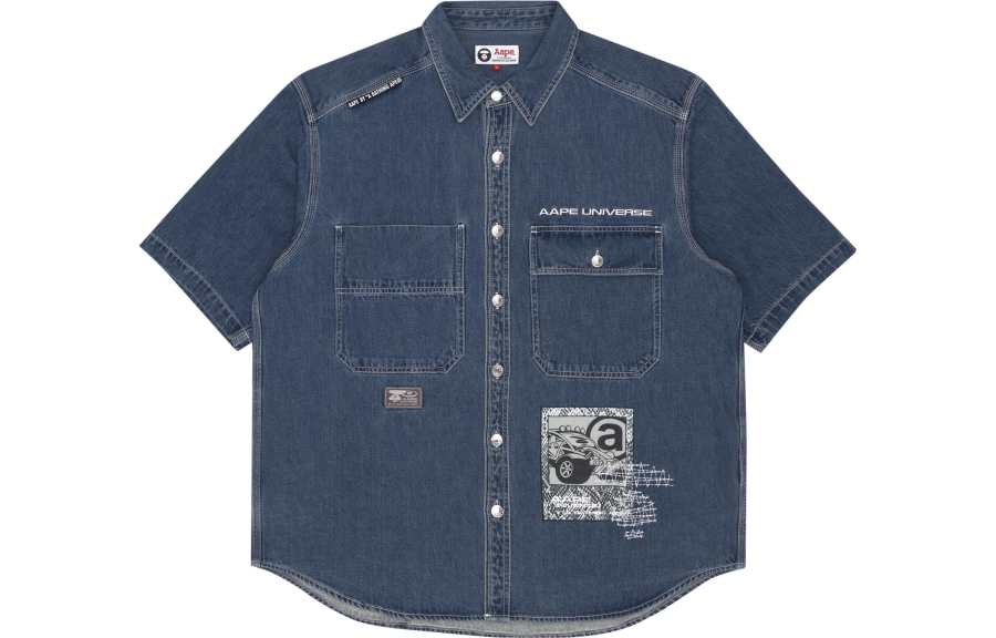 Aape Aape Shirts Men's Blue BLX Pointed Collar Moderate