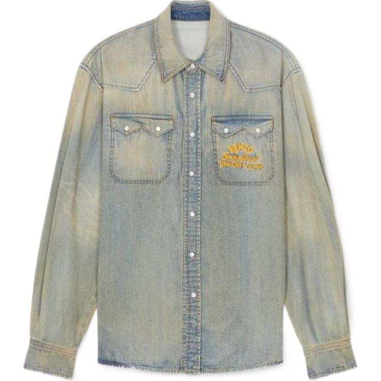 KENZO Drawn Varsity Denim Western Shirt