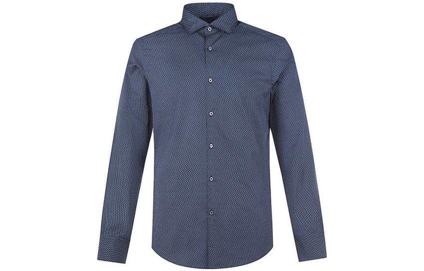 Zzegna Shirts Men's Navy Lapel Moderate Straight Fit