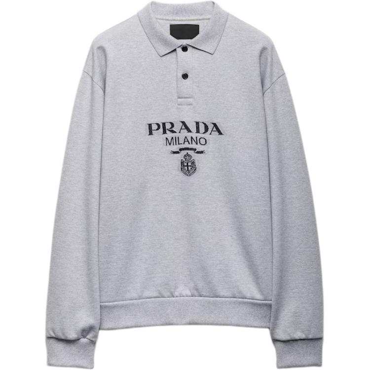 PRADA PRADA Polo Shirts Men's Gray Polo Collar Moderate