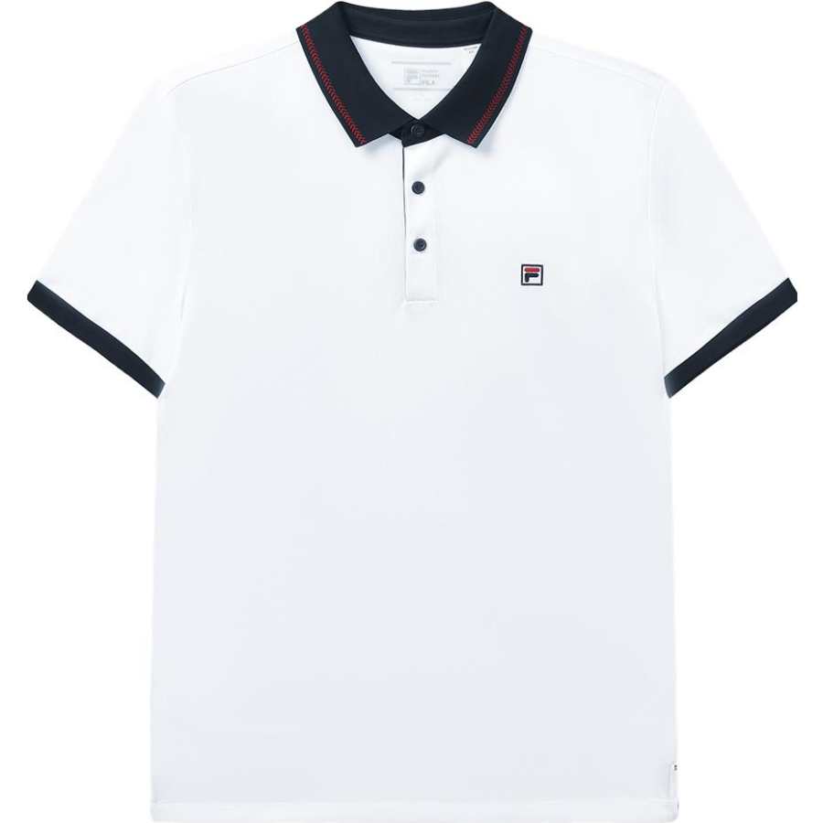 FILA Polo Shirts Men's White Polo Collar Moderate Straight Fit