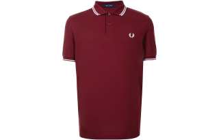FRED PERRY Polo Shirts Men's Red Polo Collar Moderate Straight Fit