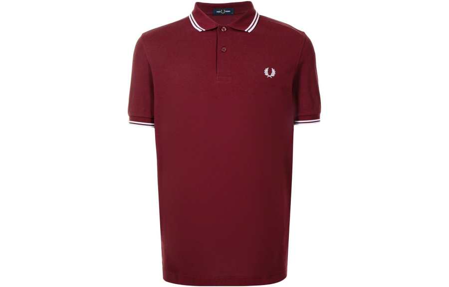 FRED PERRY Polo Shirts Men's Red Polo Collar Moderate Straight Fit