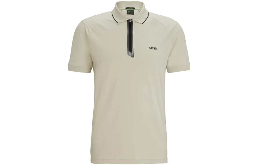 HUGO BOSS Zip Placket Stretch Slim Fit Polo Shirt