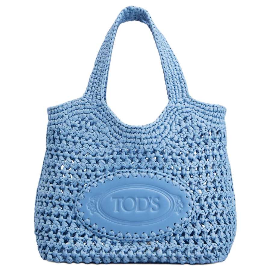 TOD'S Raffia Tote Bag, Shopping Bag, Shoulder Bag, Handbag Mini Women's Light Blue
