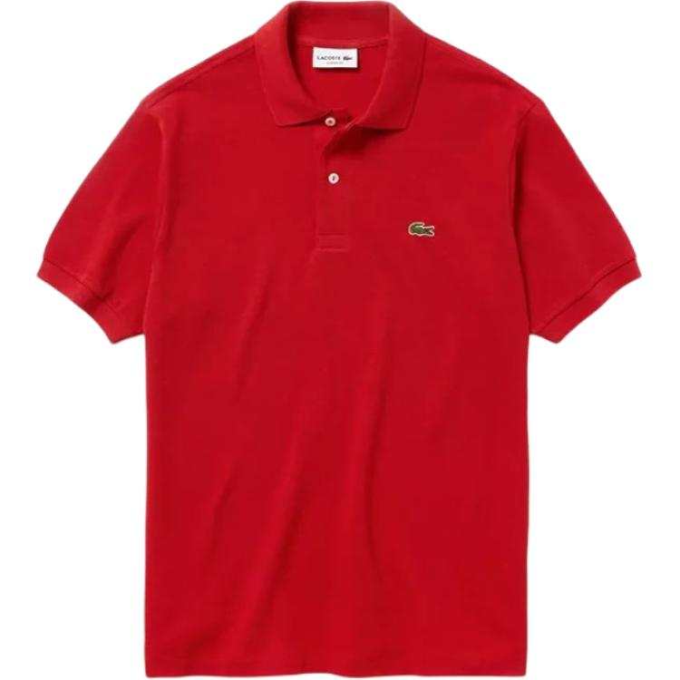 LACOSTE Polo Shirts Men's Red Polo Collar Moderate Straight Fit