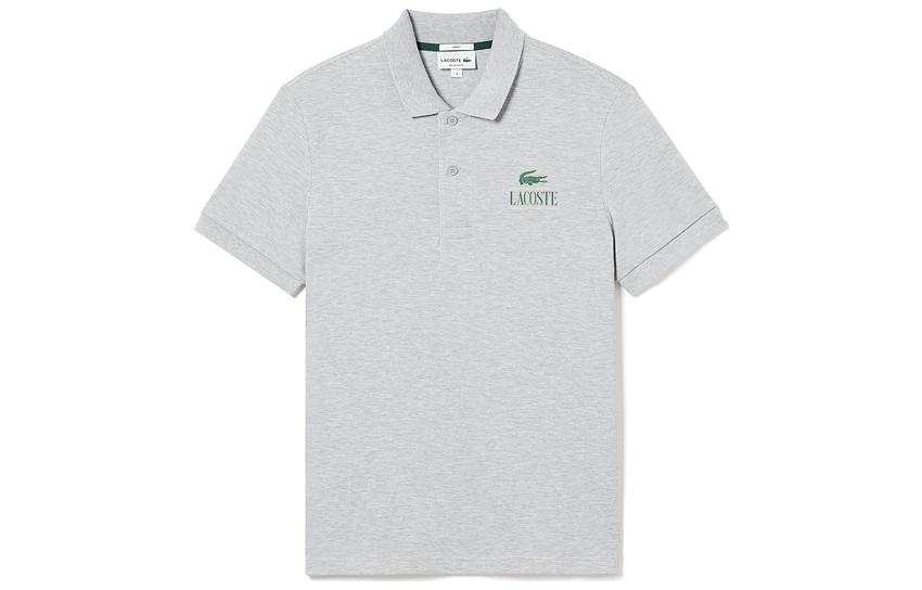 LACOSTE Polo Shirts Men's Silver Gray CCA Polo Collar Moderate Straight Fit