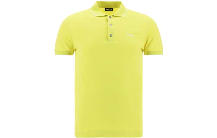 Zzegna Polo Shirts Men's Yellow Polo Collar Moderate Straight Fit