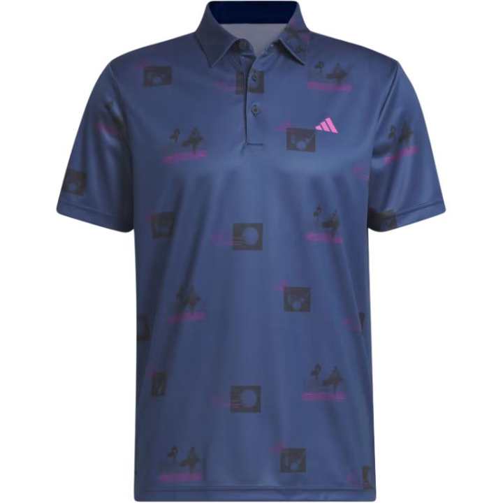 Adidas Adidas GOLF Polo Shirt Men's Collegiate Marine Blue/Transparent Fuchsia/Black