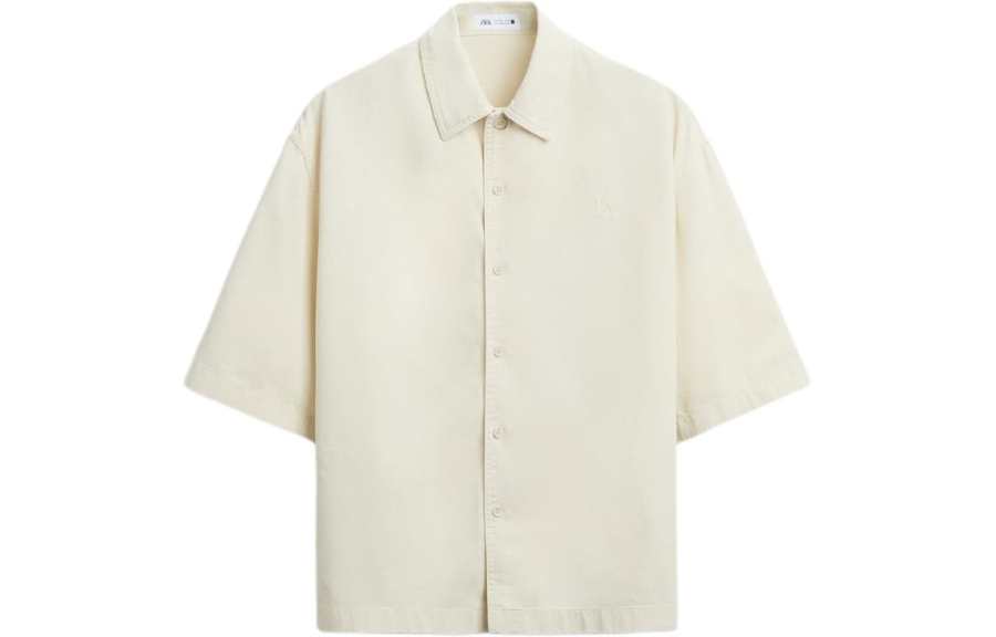 ZARA Shirts Men's Frosted White Polo Collar Thin Other