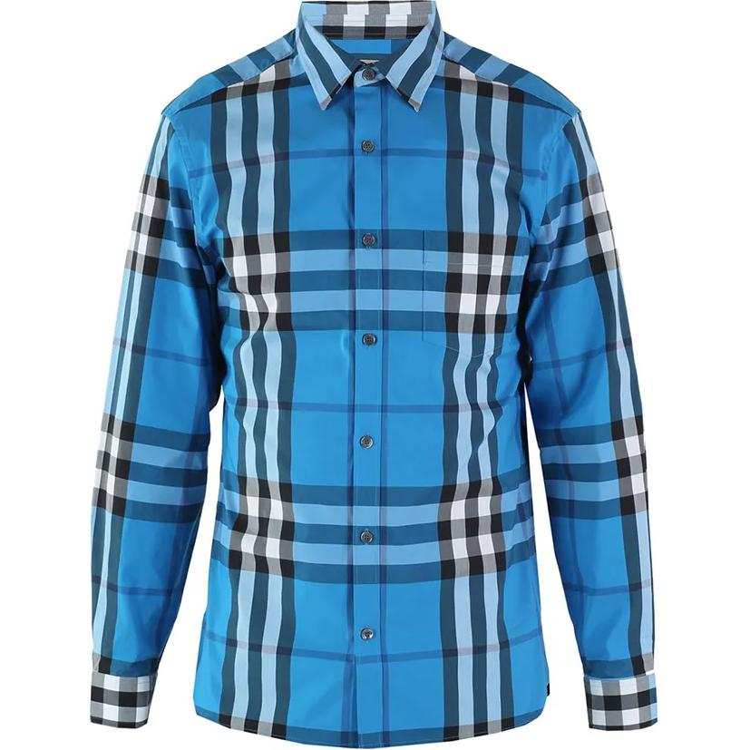 Burberry Shirts Men's Blue Lapel Moderate