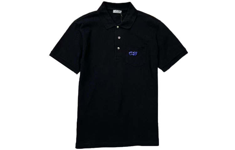 DIOR Polo Shirts Men's Black Polo Collar Moderate