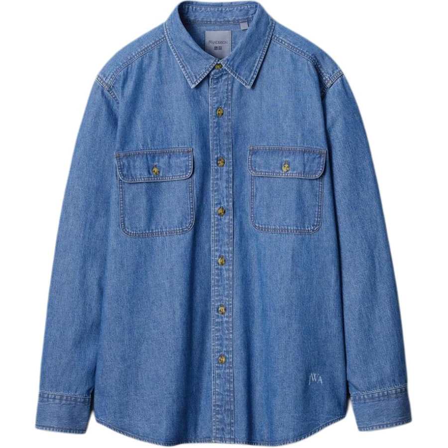 UNIQLO X JW Anderson Shirts Unisex Blue Lapel Moderate Denim