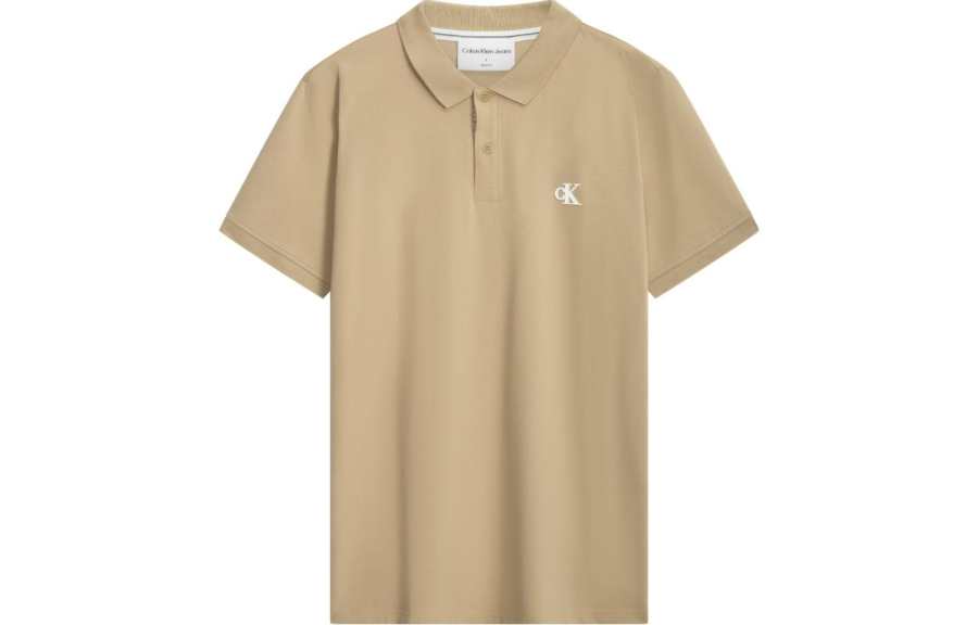 CALVIN KLEIN Polo Shirt Men's Light Gray Coffee