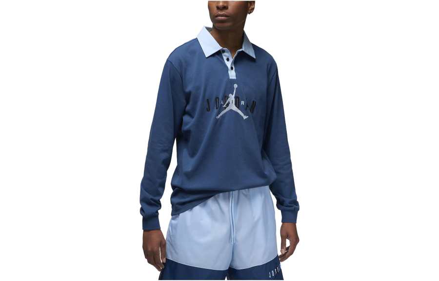 Nike Nike Polo Shirts Men's Blue Polo Collar Moderate Straight Fit