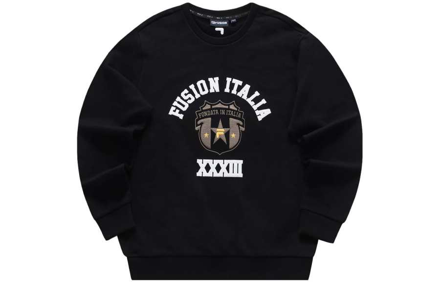 FILA FUSION Sweatshirts Men's Jet Black Crew Neck Moderate Regular