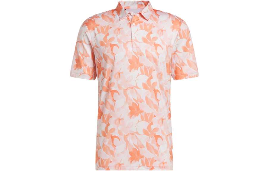 Adidas Adidas Polo Shirts Men's Fusion Coral Pink Polo Collar Moderate Straight Fit