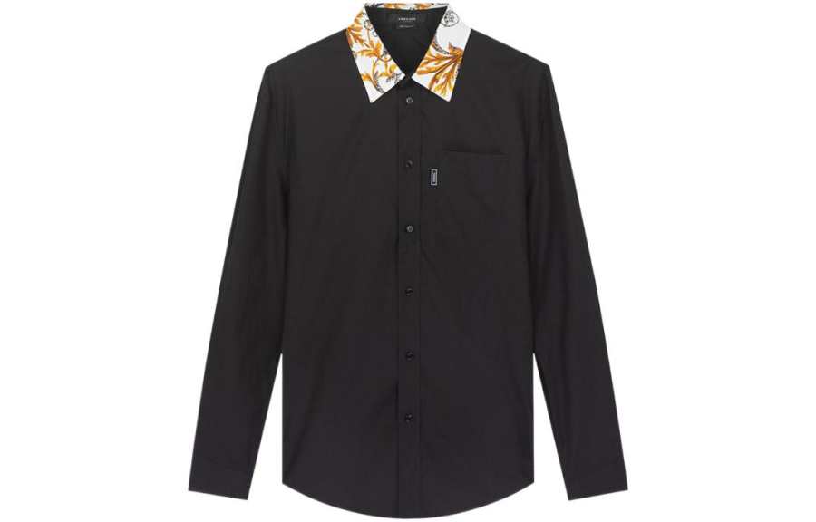 VERSACE VERSACE Shirts Men's Black Lapel Moderate Other