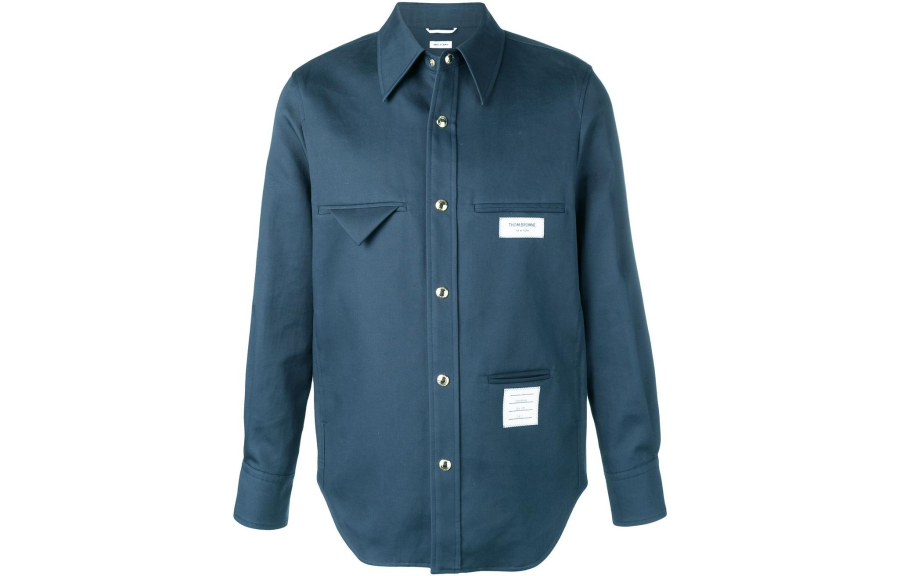 THOM BROWNE THOM BROWNE Shirts Men's Blue Lapel Moderate Denim