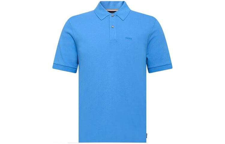HUGO BOSS Polo Shirts Men's Blue Polo Collar Moderate