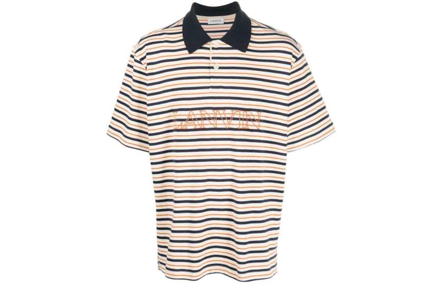 Lanvin Logo Embroidered Striped Polo Shirt