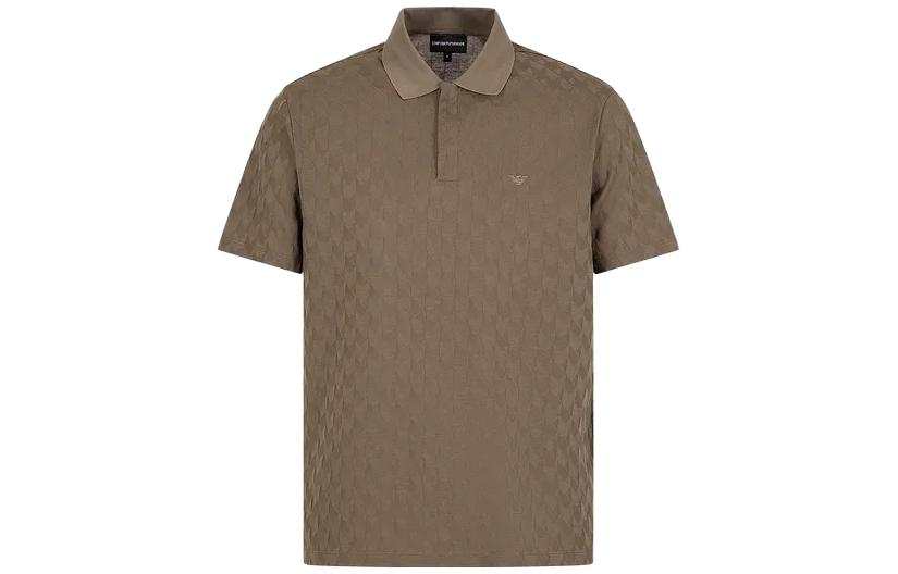 EMPORIO ARMANI Polo Shirts Men's Brown Polo Collar Moderate Straight Fit