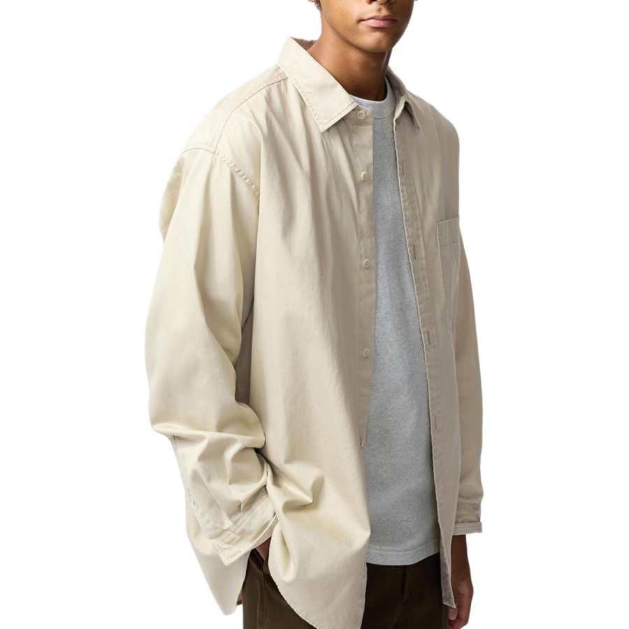 UNIQLO Shirts Men's Dark Beige Lapel Moderate
