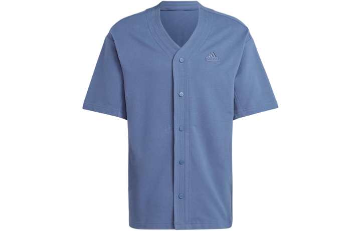 Adidas Adidas LOUNGE PIQUÉ TERRY BASEBALL SHIRT Men's Ink Blue