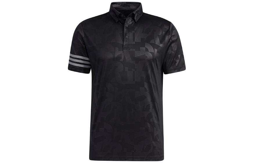 Adidas Adidas Polo Shirts Men's Black Polo Collar Thin Straight Fit