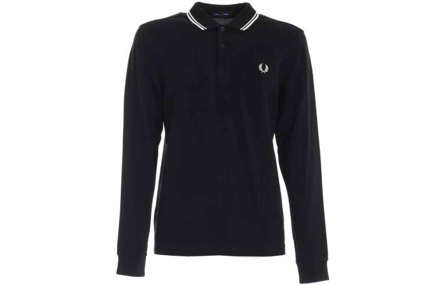 FRED PERRY Polo Shirts Men's Black Polo Collar Moderate Straight Fit
