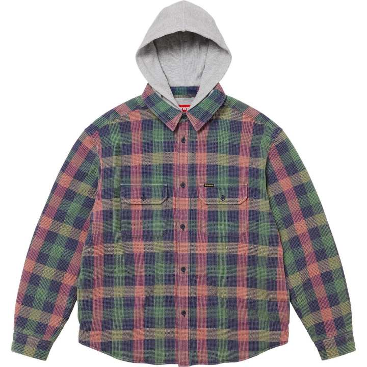 Supreme Supreme Waffle Plaid Hooded Shirt